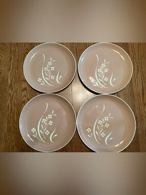 Vintage Harkerware Pink Tan Plates, Springtime MCM